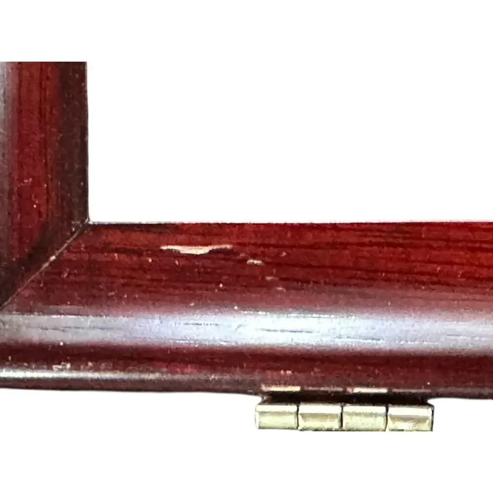Vintage Cherry Wood Double Hinged Picture Photo Frame 8” X 10” Wood Panel Back